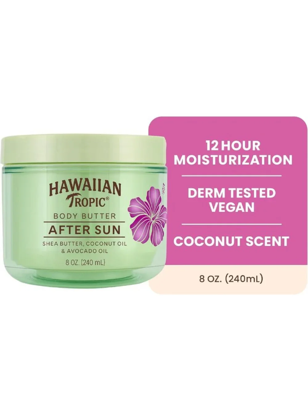 Moisturizing After Sun Body Butter with Coconut Oil - 8 Oz Hydrating Skin Care